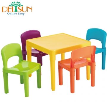 ☆ DELSUN ☆ [DELSUN 7901F] 兒童桌椅組 粉彩 塑膠 DIY組合 多功能 台灣製造 安檢 1桌4椅