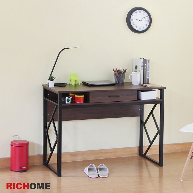 RICHOME 艾倫110CM工業風書桌/電腦桌/辦公桌/工作桌/玄關桌(多功能用途)