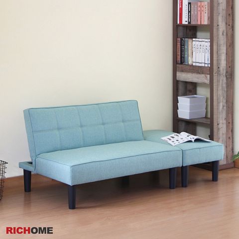 【RICHOME】芬妮綠漾北歐風沙發床組/雙人沙發/沙發床/L型沙發/布沙發/椅凳/床墊(多功能用途)