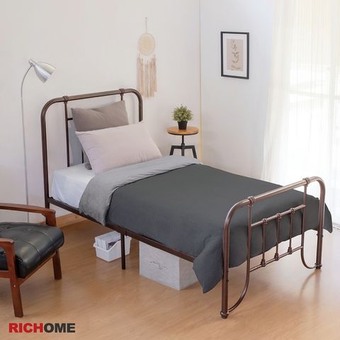 【RICHOME】卡塔尼亞復古工業風3.5尺單人床/鐵床/床架(經典設計)