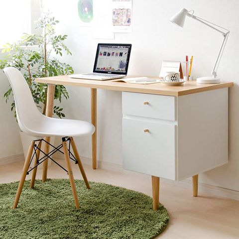[宅貨] 北歐風簡約木紋雙抽書桌(2色可選) 工作桌 辦公桌 書桌 電腦桌 台灣製