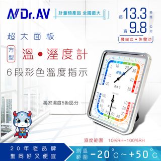 【N Dr.AV聖岡科技】方型超大面板溫濕度計、溫度計、指針溫濕度計