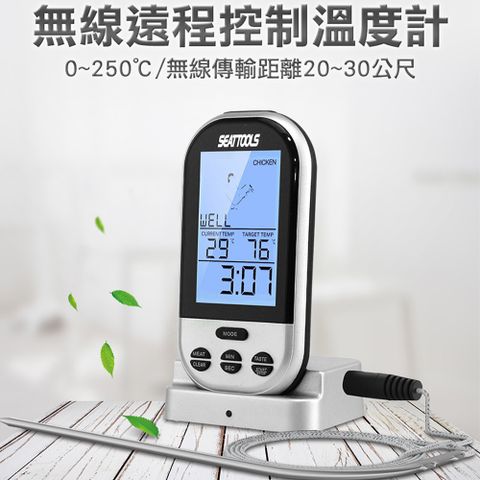 《頭家工具》無線數顯溫度計 MET-TMU250S 遠距傳輸 0~250℃ 蜂鳴警報 八種肉內可選 廚房最佳選擇