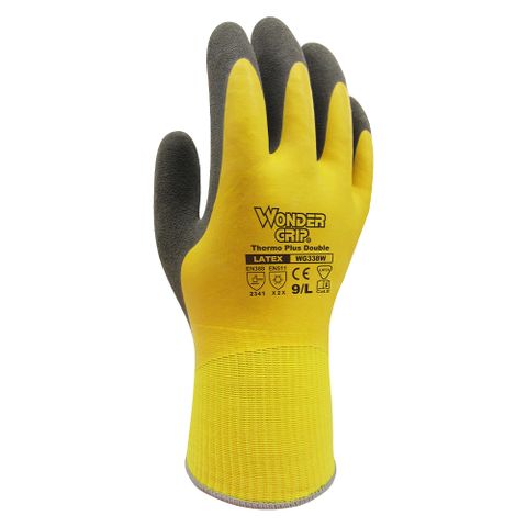 【WonderGrip】WG-338W THERMO PLUS DOUBLE 雙層乳膠防寒防水防滑工作手套 6件組