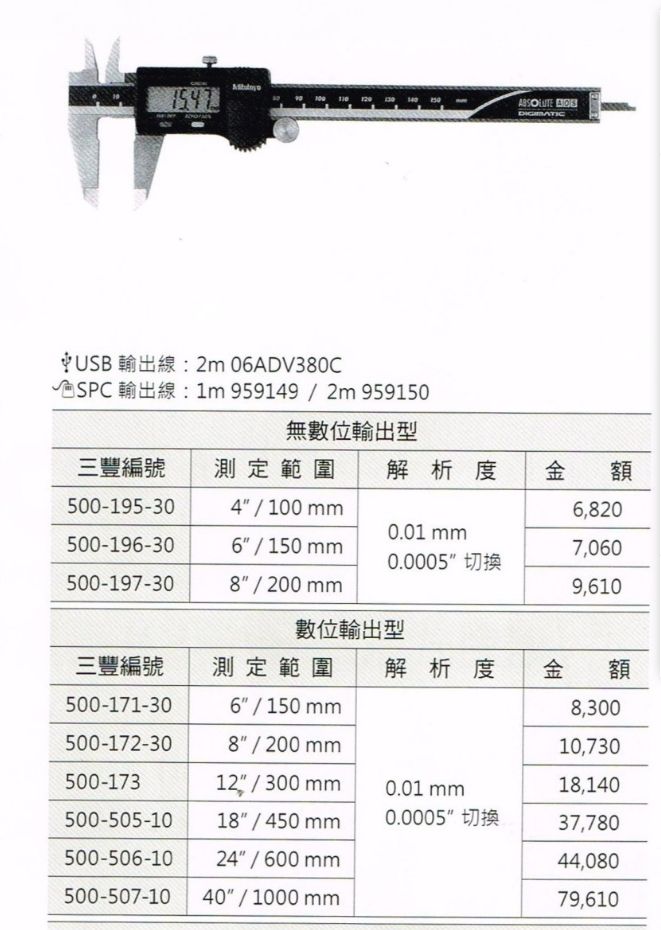 Mitutoyo 數位卡尺 500-197 200mm 三豐 含校驗報告