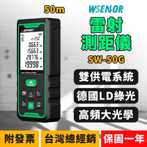 【WSensor感應器通】雙供電 綠光電子雷射測距儀 50米 SW-50G