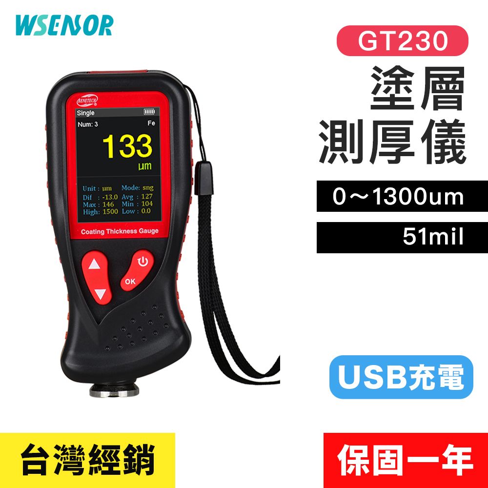 WSensor 【廣字號】充電款 塗層測厚儀GT230