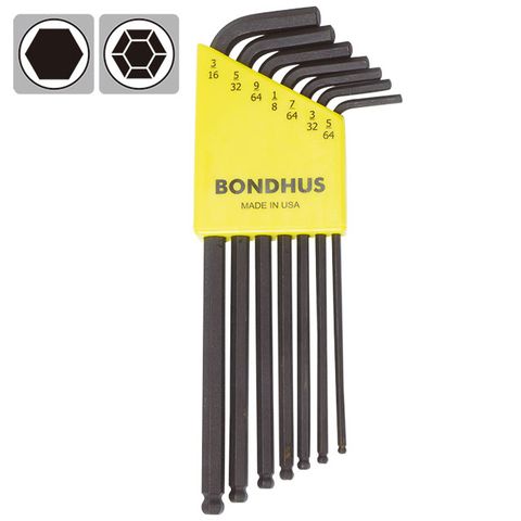 【美國BONDHUS】7pcs 5/64-3/16球型六角扳手 英制 10945