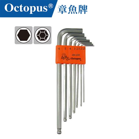 Octopus 章魚牌 7pcs 霧面球型 1.5-6mm 六角扳手 公制 (台灣製)