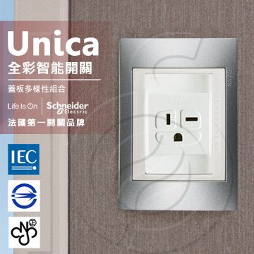 Schneider 施耐德 國外高級飯店裝潢指定專用法國 Unica PlusT型插座(附接地極)_香檳灰(ABS外框)