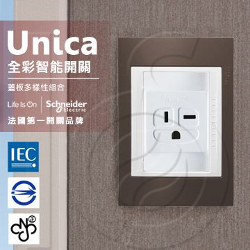 Schneider 施耐德 國外高級飯店裝潢指定專用法國 Unica PlusT型插座(附接地極)_可可亞(ABS外框)