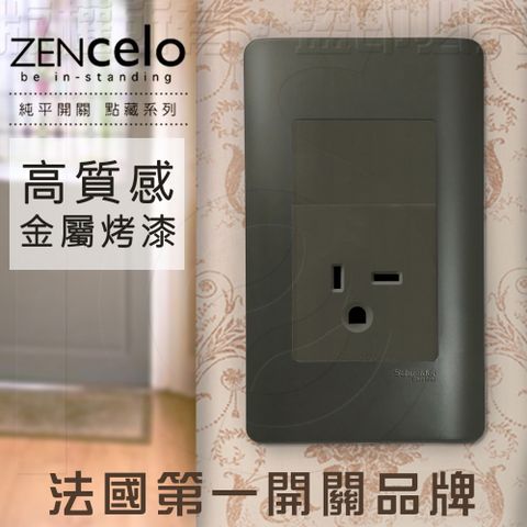 Schneider 施耐德 法國 ZENcelo系列250V單插座(附接地極) 鐵灰色