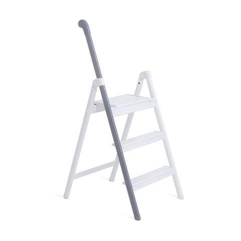 【長谷川Hasegawa設計好梯】Handle Step系列居家質感扶手鋁梯/可當椅子 日本設計 特製鋁輕量好收納(SS-3GR 灰色)