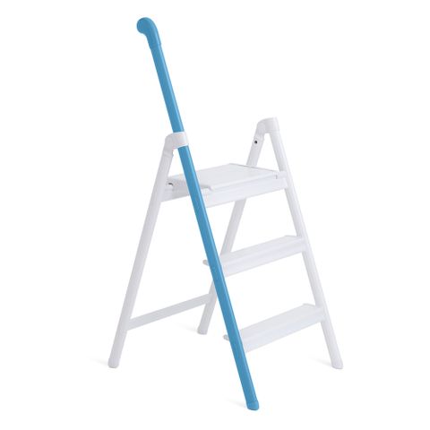 【長谷川Hasegawa設計好梯】Handle Step系列居家質感扶手鋁梯/可當椅子 日本設計 特製鋁輕量好收納(SS-3BL 藍色)