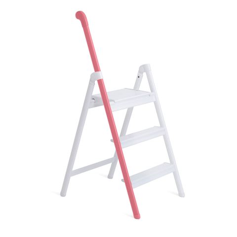 【長谷川Hasegawa設計好梯】Handle Step系列居家質感扶手鋁梯/可當椅子 日本設計 特製鋁輕量好收納(SS-3PK 粉色)