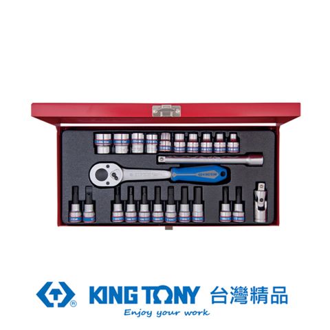 KING TONY 專業級工具 24件式 3/8"(三分)DR. 十二角套筒扳手組 KT3024MR