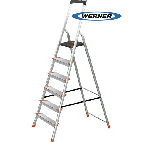 美國Werner穩耐安全鋁梯-L236R-2 鋁合金大平台6階家用梯