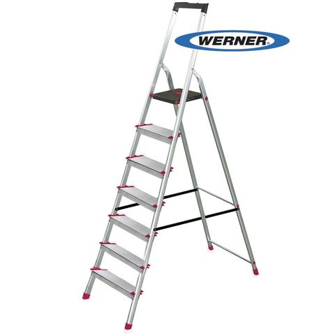 美國Werner穩耐安全鋁梯-L237R-2 鋁合金大平台7階家用梯