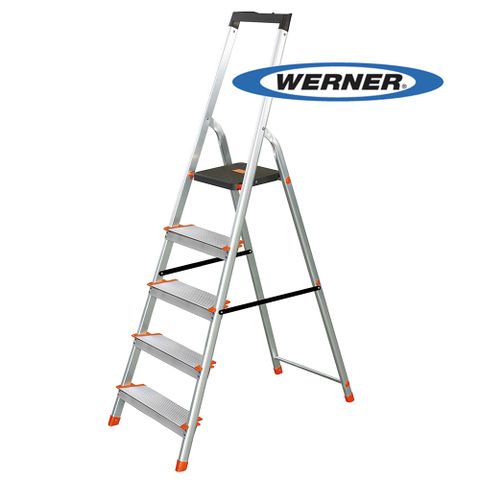 美國Werner穩耐安全鋁梯-L235R-2 鋁合金大平台5階家用梯
