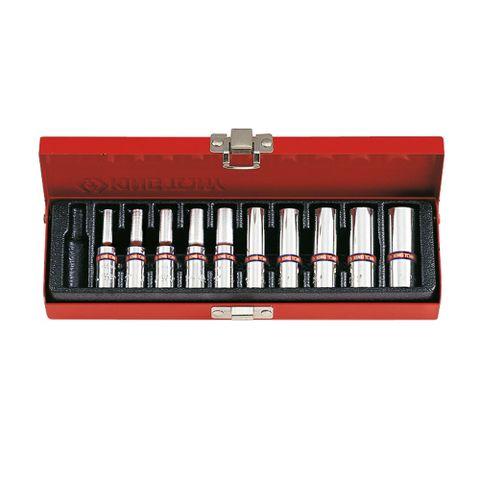 KING TONY 專業級工具 10件式 1/4"(二分)DR. 六角長套筒組 KT2510SR