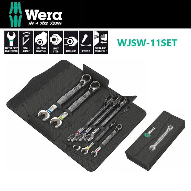 Wera 【德國】Joker斜角可調式棘輪扳手11組-帆布包 WJSW-11SET