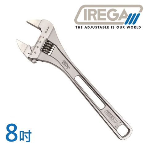 【IREGA】輕量型超薄大開口活動板手-8吋(92LW30-200)