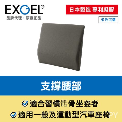 EXGEL 汽車用透氣腰靠墊 鐵灰色 日本製