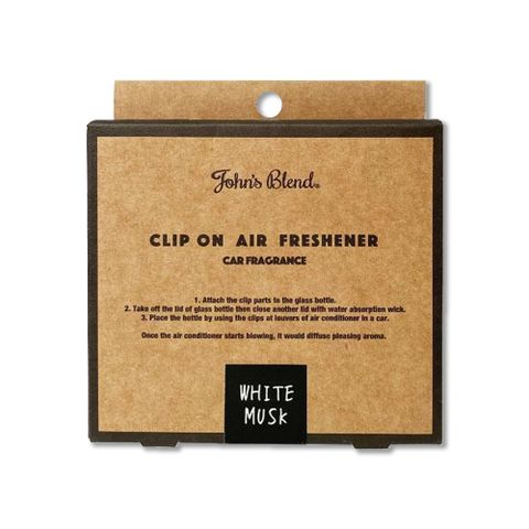 生活良品 日本John's Blend-汽車空調出風口專用方形夾式消臭空氣芳香劑-白麝香(33-1)1入/盒(車用冷氣孔香氛)