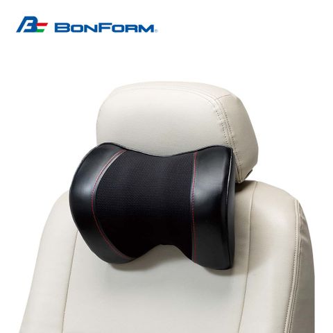 BONFORM 日本 超彈力柔韌皮革雙拼記憶棉頸枕 B5725-15BK