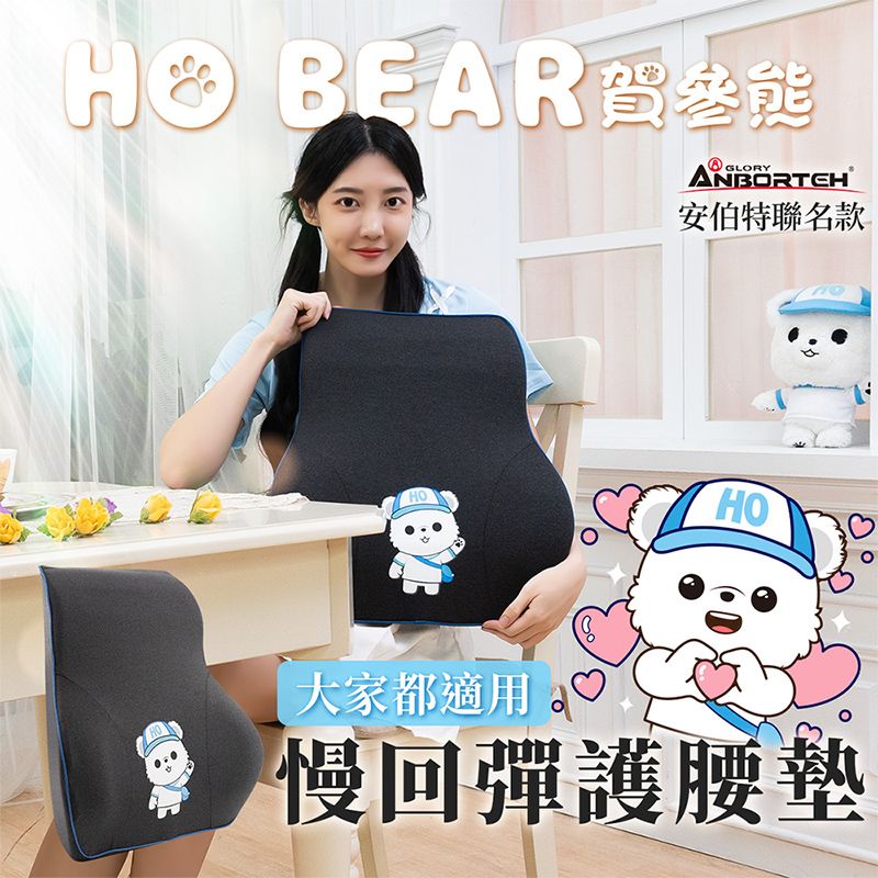 ANBORTEH 安伯特 HO BEAR 賀參熊慢回彈護腰墊 (靠墊 靠枕 腰枕)