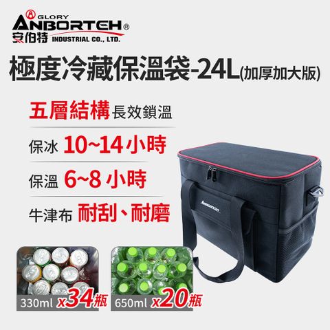 ANBORTEH 安伯特 立可收 極度冷藏保溫袋(加厚加大版)24L-附側背帶(大容量 保溫 冷藏 保鮮 防水)