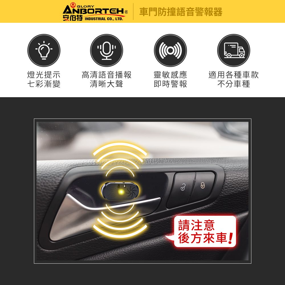 ANBORTEH 安伯特 車門防撞語音警報器 (一年保固) 開門警示器 開門預警 防撞裝置