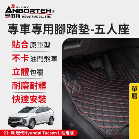 ANBORTEH 安伯特 專車專用腳踏墊(單層) 2021~款 現代(Hyundai)-Tucson L油電版 (一年保固)