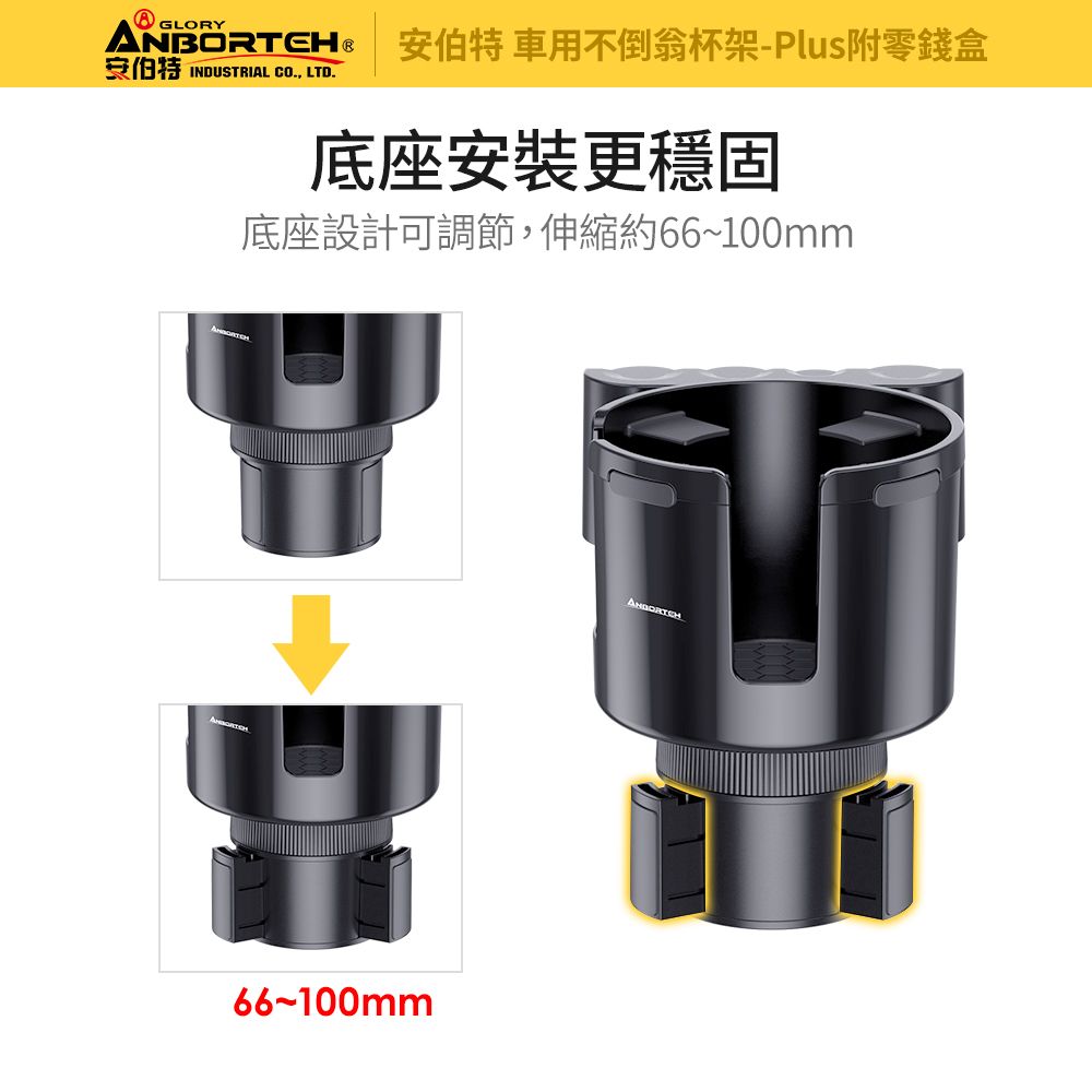 ANBORTEH 安伯特 車用不倒翁杯架-Plus附零錢盒 (車用杯架 汽車杯架 水杯架 置物架 飲料架)