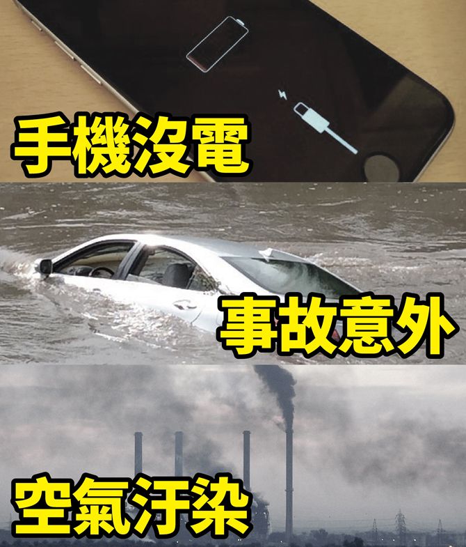 手機沒電事故意外空氣汙染