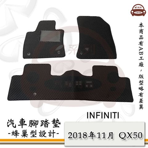 e系列汽車用品【2018年11月 QX50】蜂巢腳踏墊 汽車腳踏墊