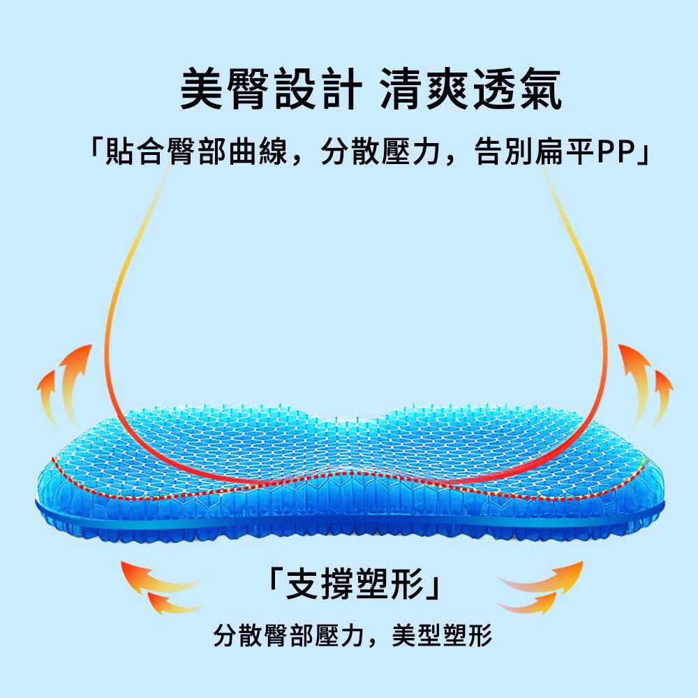  MUAN U型汽車凝膠坐墊 透氣冰涼椅墊 辦公室椅墊 車用減壓坐墊 護臀坐墊
