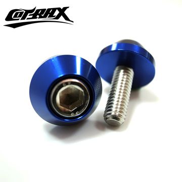 【Cotrax】輕量化鋁合金圓型牌照框螺絲(藍色) 4入