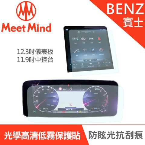 【Meet Mind】光學汽車高清低霧螢幕保護貼 BENZ C-Class C200/C300 2021-09後 賓士 中控觸控螢幕11.9吋+數位儀錶板12.3吋