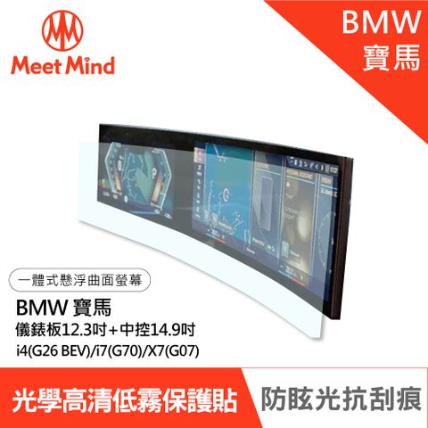 Meet Mind 光學汽車高清低霧螢幕保護貼 BMW i4 i7 X7 儀錶板12.3吋+中控14.9吋 寶馬