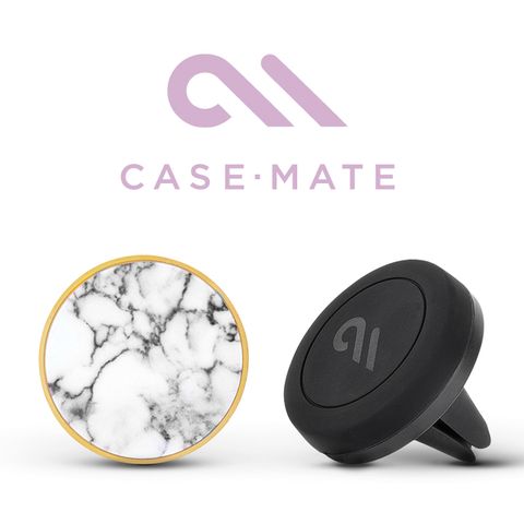 Case-Mate 美國  強力磁吸式手機車架組 白色大理石造型貼片