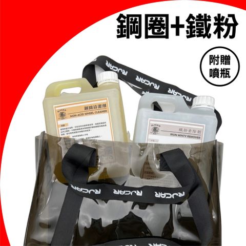 RJCAR DIY必備藥水/鐵粉/鹼性鋼圈清潔劑/原液無稀釋/附贈噴瓶組