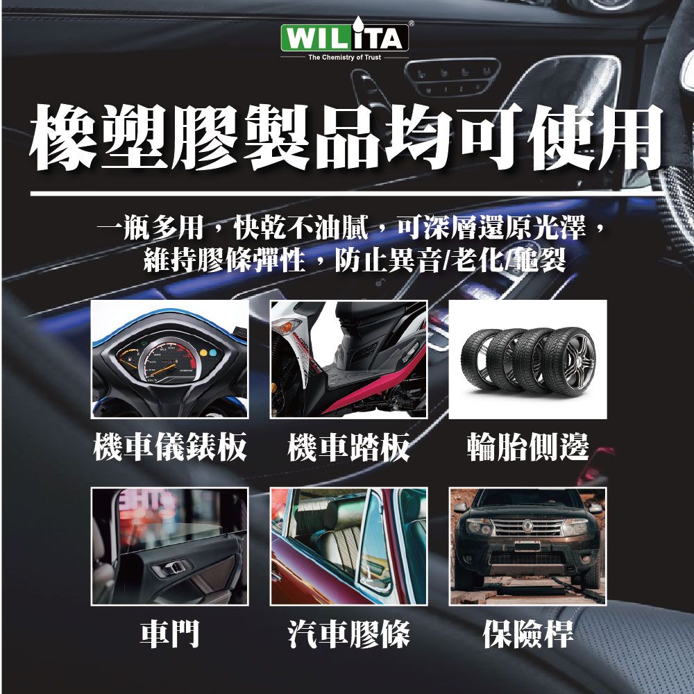  鑽石級呵護愛車效果持久~【WILITA威力特】愛車鑽石美容3件組 (巴西棕櫚蠟+橡保劑+下蠟布)