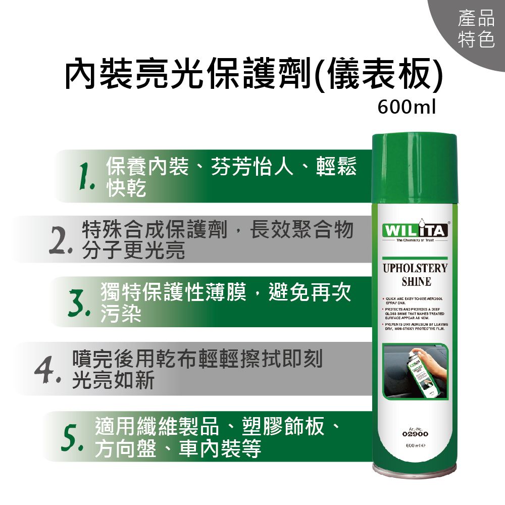  用乾布輕輕擦拭即刻光亮如新~【WILITA 威力特】亮光保護劑600ml3入