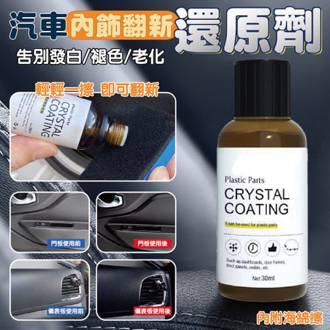 汽車內飾翻新還原劑 30ML-2入 (塑膠還原劑 舊車翻新 皮革翻新)