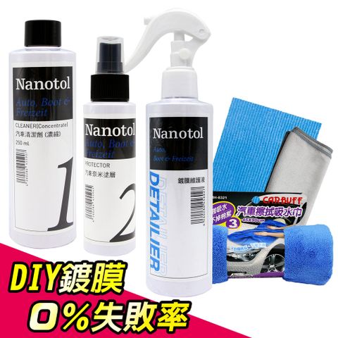 Nanotol 德國  汽車奈米鍍膜六套組 (1號清潔+2號鍍膜+維護劑) DIY鍍膜0%失敗率