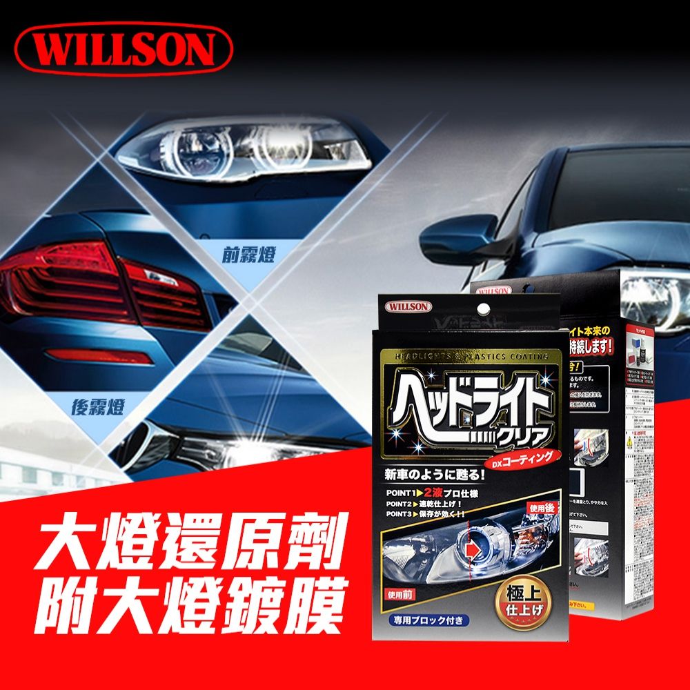 Willson 02087 大燈還原劑(附大燈鍍膜劑) 大燈霧化處理 車燈泛黃修復