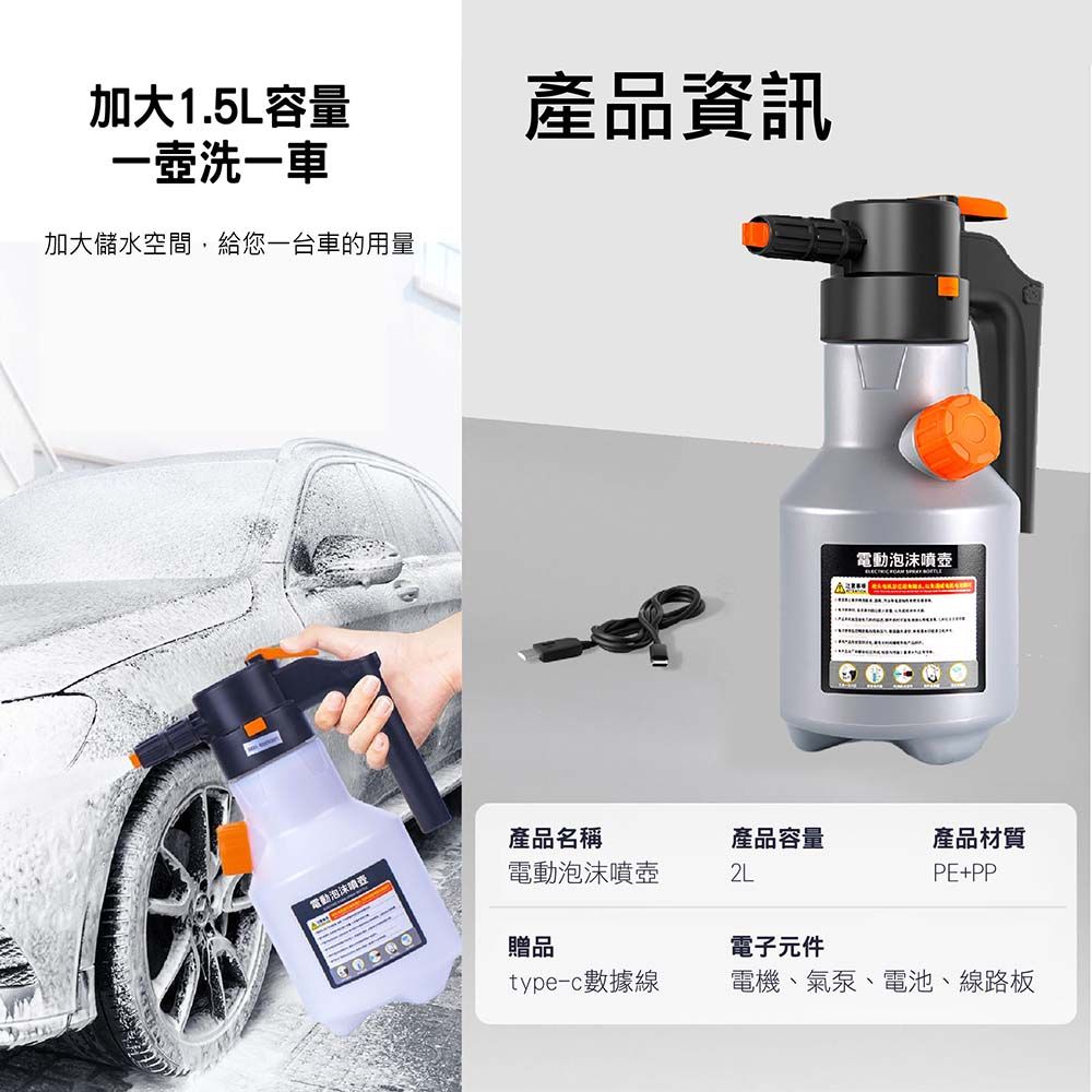 SUiTU 升級款電動增壓泡沫噴壺 增壓噴壺 空壓噴壺 洗車泡沫噴壺 電動噴壺 泡沫增壓 噴霧式增壓噴壺