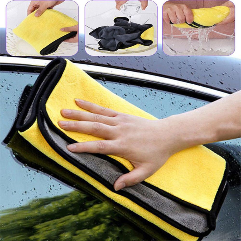PS MALL  雙面珊瑚絨擦車布 吸水毛巾抹布 30*40cm 顏色隨機 2入