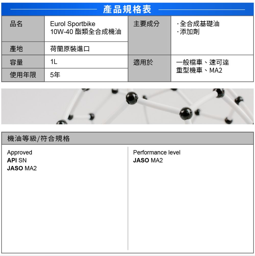 Eurol 曜樂 Sportbike 10W-40 機車用酯類全合成機油 1L【整箱12入】【總代理源豐行】